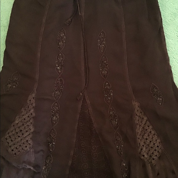 Brown Embroidered Boho Skirt - Picture 10 of 10